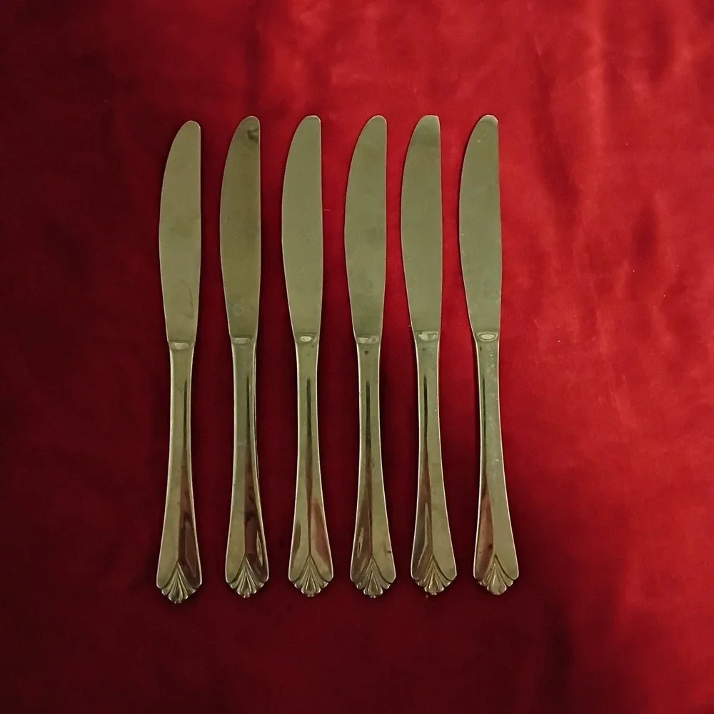6 Dinner Knives Farberware‎ BAYPORT Stainless Glossy Flatware Replacement 8.5